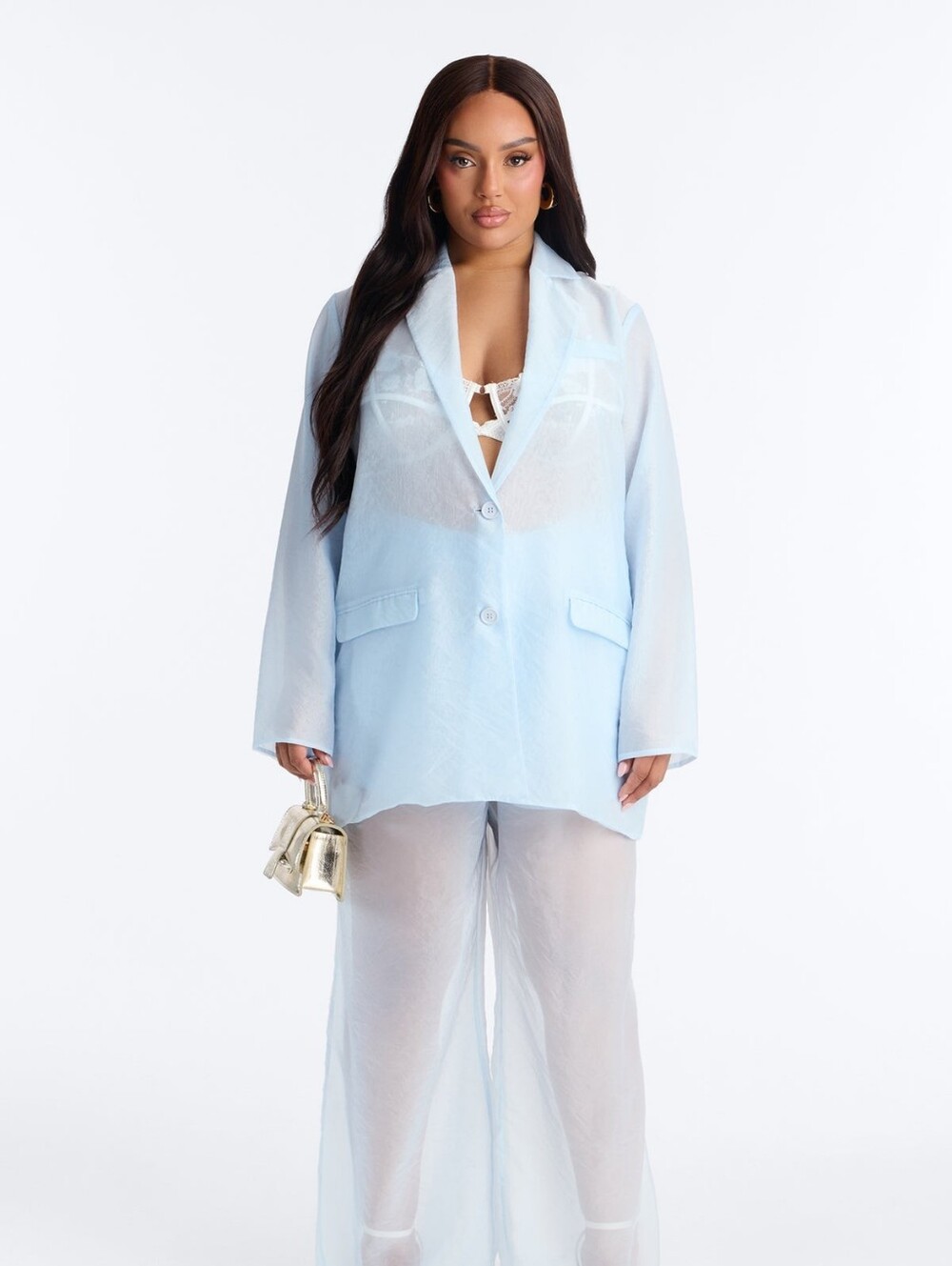 Sheer Baby Blue Blazer